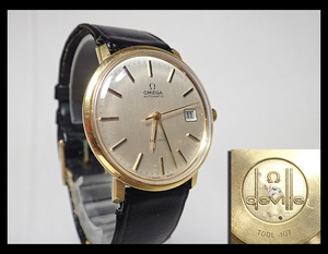 【海蛍】OMEGA オメガ DE VILLE デビル TOOL 107 自動巻 シルバー文字盤 デイト レザーベルト メンズ腕時計 稼働品