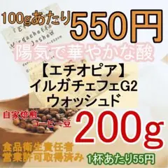 【自家焙煎コーヒー200g】C『エチオピア』イルガチェフェG2　ウォッシュド