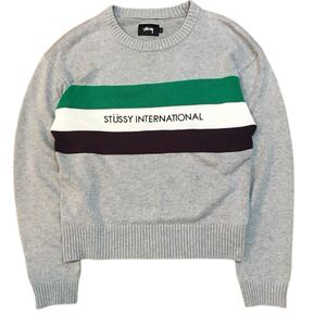  STUSSY ステューシー クルーネックセーター ニット グレー OLD STUSSY INTERNATIONAL