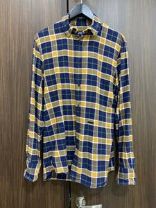 極美品　定価8万　DSQUARED2 ディースクエアード チェックシャツ　コットン　46　イタリア製　ネイビー系　ワイヤー