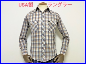 即決! 良品! USA製 Wrangler ラングラー 長袖ウエスタンシャツ メンズXS-S相当