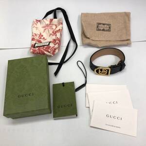 グッチ GUCCI GGマーモント ダブルG レザー ブレスレット ユニセックス バングル GGバックル 黒 ブラック SS-288371