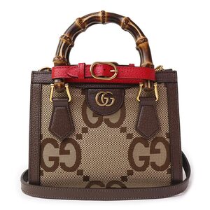 （未使用　展示品）グッチ GUCCI ジャンボ GG バンブー ダイアナ ミニ トート 2WAY ショルダー ハンドバッグ GGキャンバス ブラウン655661