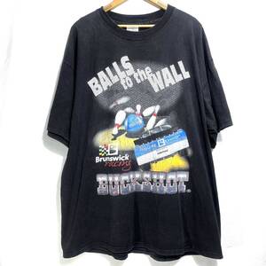 ■ GILDAN ギルダン BALLS to the WALL Brunswick Racing プリント Tシャツ サイズXXL ブラック 古着 ボーリング アメカジ ストリート ■