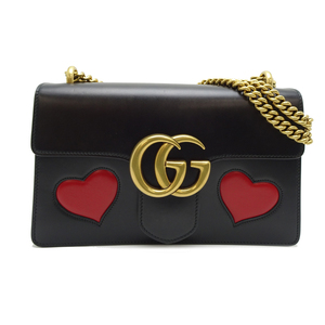 ［銀座店］GUCCI グッチ GGマーモント チェーンショルダーバッグ 431777 ショルダーバッグ レザー ブラック レディース DH84622