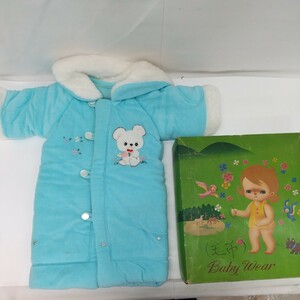 287　１００円スタート♪　昭和レトロ　毛布のようなベビー服　Baby　Wear　ベビーウエア　くまさん　箱付き　№738815　水色　