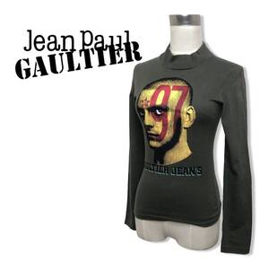 ☆ jean paul GAULTIER ジャンポールゴルチェ☆1997 レディース 長袖 ロンT Tシャツ カーキ系 ハイネック size 40 管:E:12