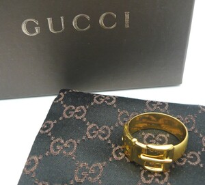 1000円スタート スカーフリング GUCCI グッチ ベルトモチーフ ゴールドカラー 布袋/箱付 スカーフ留め 服飾小物 アクセサリー 9 L10030