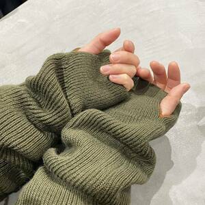 リメイク古着 vintage dead stock French military sweater arm warmer アームウォーマー 手袋 ニット ウール 新品