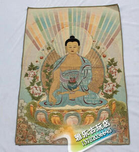 アンティークコレクション、約90ｃｍ*60cm　大判　チベットタンカ刺繍　52