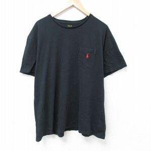 XL/古着 ラルフローレン Ralph Lauren 半袖 ブランド Tシャツ メンズ ワンポイントロゴ 胸ポケット付き 大きいサイズ ロング丈 コットン ク