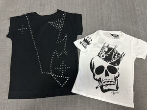 ラスタマニス　ビジュースタッズ付Tシャツ&スカルキング半袖Tシャツ110-120