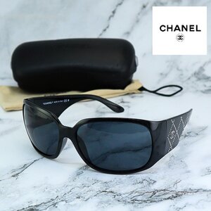 【1円/人気】シャネル CHANEL レディース サングラス ラインストーン マトラッセ ココマーク 5080-B セルフレーム ブラック スクエア 眼鏡