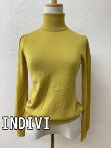 インディヴィ (INDIVI) からし色タートルニット サイズ38