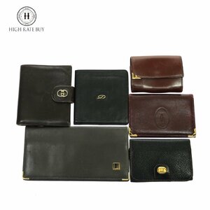 1円スタート 小物 6点セット GUCCI グッチ Dunhill ダンヒル 等 札入れ 二つ折り財布 キーケース 等 レザー ブラック ブラウン ボルドー