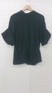 ◇ fierte doe antiqua コットン100% モックネック 半袖 Tシャツ カットソー サイズF ブラック レディース P