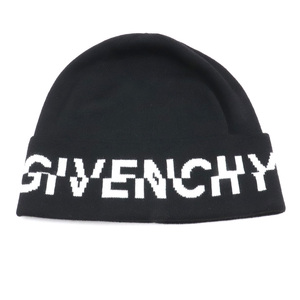 未使用 GIVENCHY ウール ニットキャップ ブラック ジバンシー ビーニー ロゴ 帽子