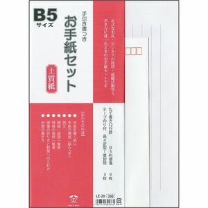 【即決】◆パピラス　お手紙セット（便箋・封筒・手引き書）◆B5サイズ　上質紙　縦書き12行罫　日本製　ビジネス　就活　//　LE-20