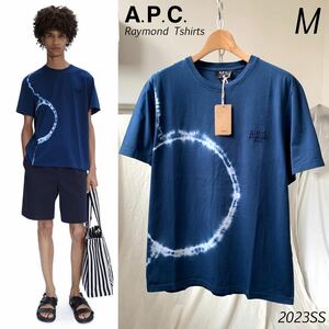 新品 2023SS A.P.C. アーペーセー Raymond タイダイ染め Tシャツ M 定1.87万 ロゴ 刺繍 インディゴ メンズ APC