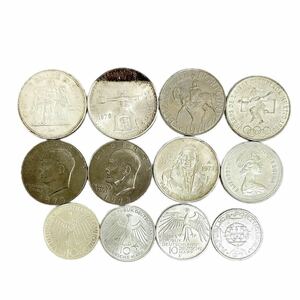 【K0611FMW】銀貨 硬貨 貨幣 古銭 記念コイン オリンピック記念 即位記念 など シルバー コレクション アンティーク 9点おまとめ