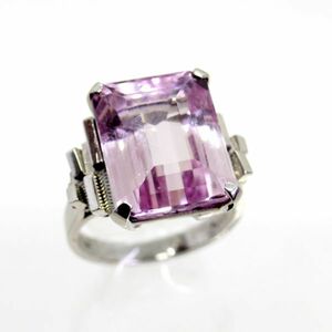 ◎中古美品◎プラチナ　クンツァイト　13.24ct　リング　12号