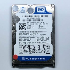 はてなアキバ 7日間保証 内蔵 SATA2.5インチHDD WDC WD5000BPVT-75HXZT3 : 500.1 GB 使用1180h CrystalDiskInfoで正常判定 管Y4235