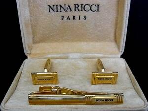 ◎№4548◎■④■ニナリッチ【NINA RICCI】【ゴールド】■カフス＆ネクタイピン セット♪