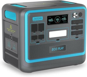 Eco Play ポータブル電源 大容量 2048Wh ポータブルバッテリー 長寿命 入力電力調整可能 リン酸鉄リチウムイオン電池 最速1.5時間満充電