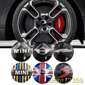 Y1935：4個 56mm Mini Cooper Jcw r50 r52 r53 r56 r57 r58 r60 mini clubman countryman用のセンターステッカー カーステッカー