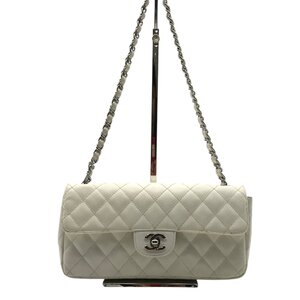 1円 良品 CHANEL シャネル ココマーク マトラッセ25 キャビアスキン チェーン ショルダー バッグ ホワイト レディース a6014