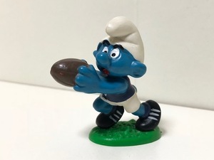 最終再値下げ スマーフ PVC フィギュア SMURF ヴィンテージ ラグビー 紺色シャツ Vロゴ SCHLEICH シュライヒ SMURF V6-91-100