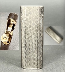 Cartier カルティエ ハニカム 総柄 オーバル型 ローラー式 喫煙具 ガス ライター シルバー スイス製 メンズオススメ　28−０３ｍ