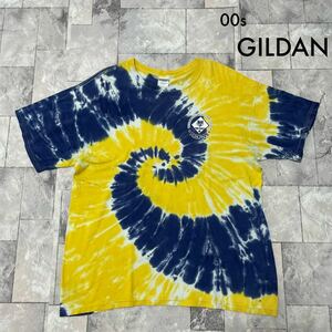 00s GILDAN ギルダン Tシャツ T-shirt TEE 半袖 タイダイ柄 企業プリントロゴ イベント US古着 アメカジ サイズL 玉SS2015