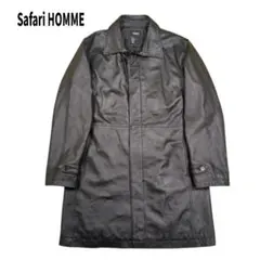 Safari HOMME ラムレザー コート 羊革 本革 ブラック L