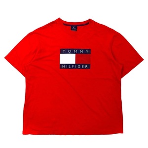 TOMMY HILFIGER ビッグサイズ ロゴプリントTシャツ XL レッド コットン フラッグロゴ