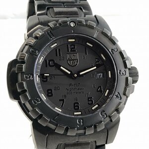 極美品 定価143000円 LUMINOX ルミノックス F-117 ナイトホーク ブラックアウト クオーツ腕時計 6402BO デイト ミリタリー メンズ 質セブン