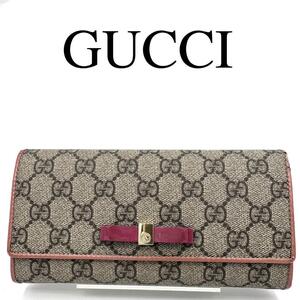 GUCCI グッチ 長財布 GGスプリーム リボン インターロッキング PVC