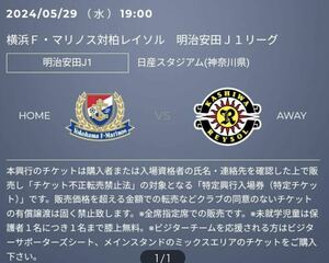 ●即決【バックサイド指定席・３枚まで（連番）】５/29 横浜Ｆ・マリノス 対 柏レイソル 日産スタジアム QRチケット j２J1 jリーグ