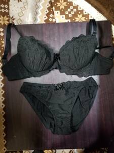 fran de lingerie　黒　ブラック　ブラジャー　ショーツ　セット