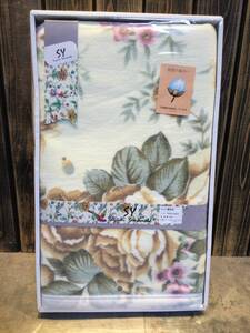 新品・未使用　Saymi　Yamamoto　綿毛布　140㎝×200㎝　アイボリー　バラ柄　毛布　シングルサイズ　寝具　保管品