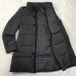 極美品 バーバリー ブラックレーベル ウール ダウン コート ノバチェック グレー M BURBERRY BLACKLABEL ジャケット ブルゾン アウター