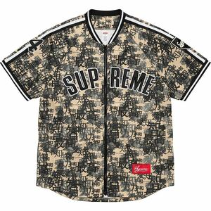 【新品未使用】 21AW 22 新品 SUPREME シュプリーム KANJI CAMO ZIP UP BASEBALL JERSEY ベースボールジャージー シャツ TAN 即決あり