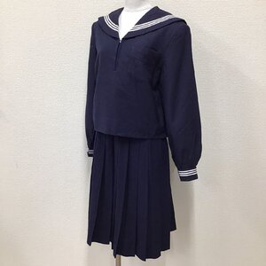 O143 (中古) 兵庫方面 校名不明 セーラー服 上下 2点セット /6/W66/白3本ライン/セーラー/スカート/中学校/高校/制服/学生服/女子学生