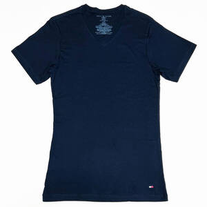 ■TOMMY HILFIGER/トミーヒルフィガー・コットン無地VネックTシャツ・ネイビーS新品■