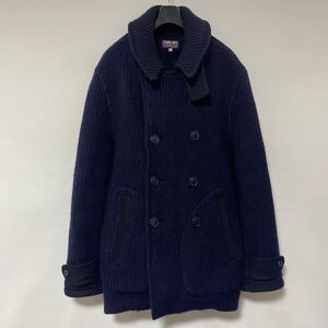 美品 ブルーブルー 圧縮 ニット ウール P コート 2 blue blue wool coat ハリウッドランチマーケット HRM 