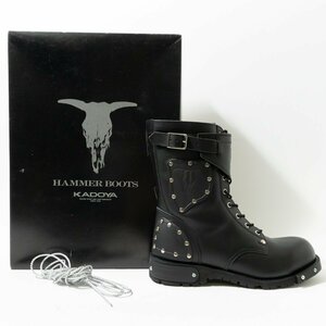 【1円スタート】KADOYA カドヤ HAMMER BOOTS ハンマーブーツ バイカーズナインホールブーツ 27.5cm オイルカウ ステンレス ブラック 紳士