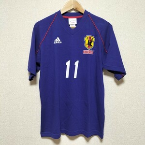 ☆00s adidas 日韓ワールドカップ2002 日本代表 ユニフォーム Tシャツ 11番 鈴木隆行 半袖 トップス アディダス 万国旗タグ 古着 USED