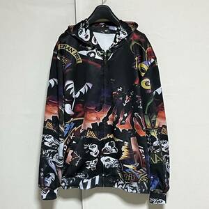 KISS キッス アルバム ジャケット パーカー 総柄 F 美品 管理C909 ☆☆☆ 地獄の軍団 地獄のロックファイアー