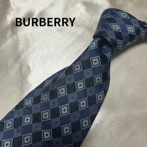 BURBERRY　バーバリー　紺　青　チェック　ネクタイ　su12