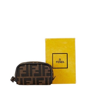 中古 フェンディ ポーチ ズッカ 26577 カテゴリー キャンバス レザー ABランク ブラウン レディース FENDI 【送料無料】【西神店】